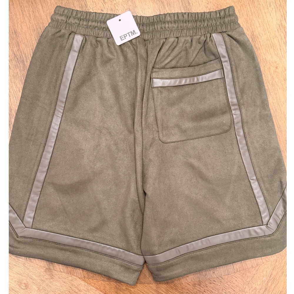 EPTM Mens Olive Green Faux Suede Shorts Streetwear Athletic Small NWT - Picture 6 of 9